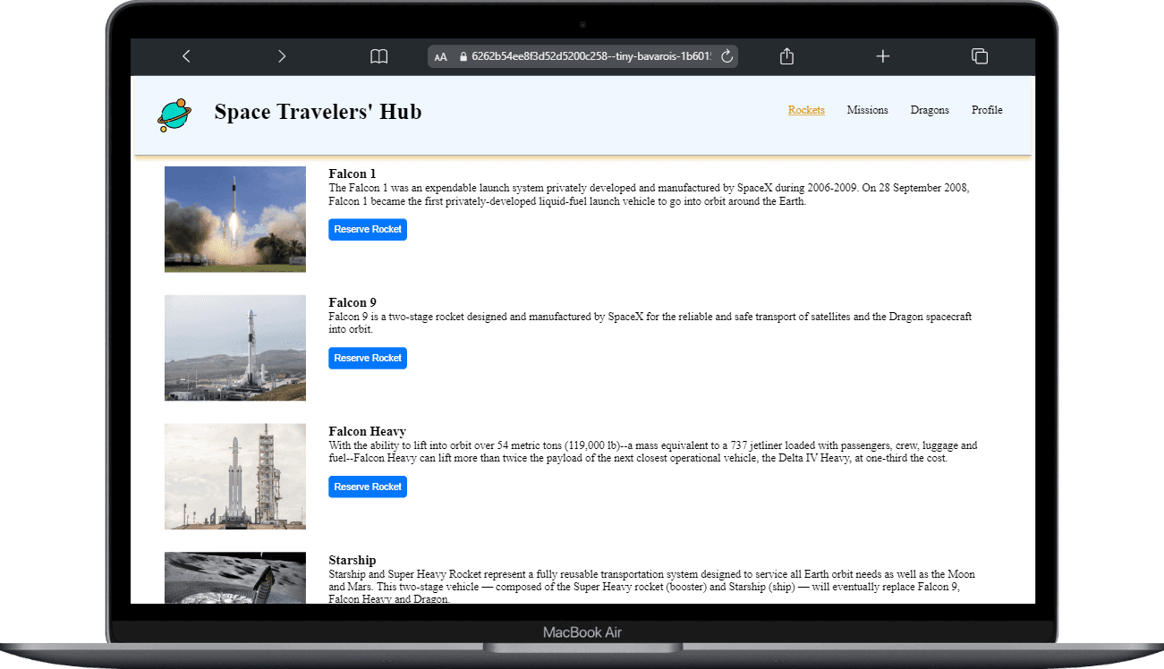 Space Travelers Hub project